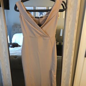 wrap top off shoulder maxi dress